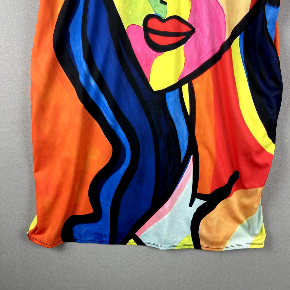 Lerouge Abstract Face Dress Womens XL Pockets Artsy Pop Art Colorful Bright - Picture 11 of 13